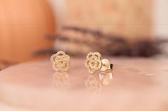 Diamond Flower Stud Earrings / Rose Shape Earrings / 14k Solid Gold And Diamond Earrings / Unique Diamond Earrings / Yellow, Rose White Gold ✔ Handmade ✔ Natural Diamond ✔ Total Carat Weight Diamonds: 0.18ctw ✔ Dimension is 9mm Worldwide DHL shipping now available 1-3 business days Available 14K Yellow Gold, Rose Gold, White Gold 🛠 All Sarah Elise pieces are handcrafted to order, please allow 4 - 10 business days for shipping out. Need it sooner? Just ask and we will let you know if it's possib Rose Gold 14k Gold Flower Earrings, Rose Gold 14k Flower Earrings For Anniversary, Rose Gold 14k Flower Earrings For Wedding, Rose Gold Sterling Silver Flower Earrings, Yellow Gold Rose Design Earrings As Gift, Yellow Gold Earrings With Rose Design For Gift, Yellow Gold Earrings With Rose Design As Gift, Rose Gold 14k Gold Earrings Gift For Her, Unique Diamond Earrings