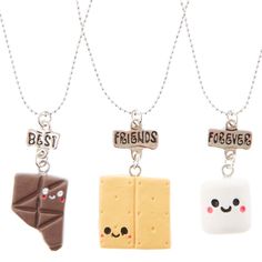 Claire's Best Friend S'mores Pendant Necklaces - 3 Pack Best Friend Forever, Forever Necklace, Floating Diamond Necklace, Bff Jewelry, Bff Bracelets, Bff Necklaces, Friend Jewelry, Best Friend Jewelry, Best Friend Necklaces