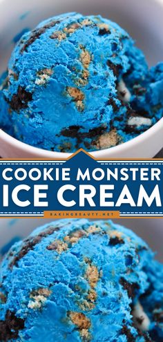 Cookie Monster Ice Cream, summer frozen treats, summertime desserts No Cook Ice Cream Recipes, Cold Stone Ice Cream Recipe, Churned Ice Cream Recipes, Homemade Ice Cream Recipes Machine, Creamy Vanilla Ice Cream, Home Made Ice Cream, Cookie Monster Ice Cream, Monster Ice Cream, Ice Cream Recipes Machine