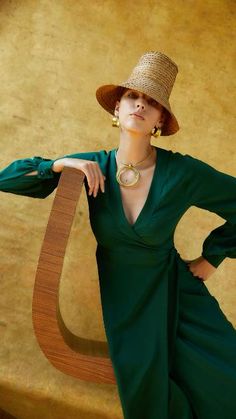 Chic V-neck Long Sleeve Dress With Gathered Sleeves, Elegant Green V-neck Long Sleeve Dress, Chic Long Sleeve Wrap Dress For Evening, Chic Green Maxi Dress With Gathered Sleeves, Elegant Long Sleeve Dress With Surplice Neckline, Long Sleeve Wrap Dress For Date Night, Elegant Long Sleeve V-neck Dress For Date Night, Elegant Green Balloon Sleeve Dress, Elegant Long Sleeve Dress With Gathered Sleeves For Fall