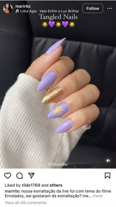 Repunzal Nail Ideas, Disney Nails Rapunzel, Princess Tiana Inspired Nails, Repunzle Nail Ideas, Disney Princess Themed Nails, Rapunzel Nail Ideas, Stitch Inspired Nails, Tangled Nail Designs, Rapunzel Nail Designs