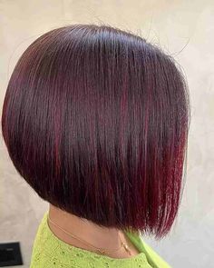 Deep Red Hair Color Short, Sassy Haircuts For Women, Brown Red Bob Haircut, Dark Purple Bob Hair, Dark Red Hair Color Short Bob Hairstyles, Short Dark Bob, Dark Red Bob With Bangs, Dark Hair Color Ideas, Dark Hair Color