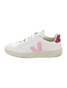 Veja Leather Low Top SneakersPink & WhiteRound-ToesLace-Up Closure at UppersFit:Sneakers by Veja typically run large, consider taking a half size down.Unfortunately, due to restrictions, this item may not be eligible for shipping in all areas. Pink Low-top Sneakers With Logo, Pink Leather Sneakers With Logo, Pink High-top Sneakers With Logo, High-top Sneakers With Logo For Spring, Spring High-top Sneakers With Logo, Spring Low-top Sneakers With Logo, Spring Lace-up Sneakers With Logo, Spring Logo Lace-up Sneakers, Pink Perforated Sneakers For Spring