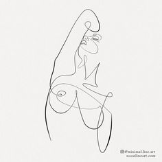 a line drawing of a woman's face with her hands behind her back and head tilted to the side