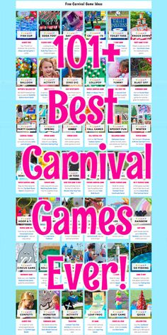 the cover of 101 + best carnival games ever, with images of children and adults