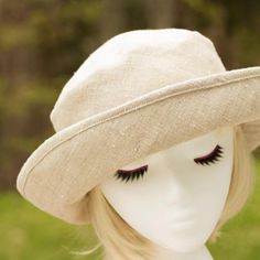 Women Linen Summer Hat Rolled Brim Off White Wide Upturned | Etsy Brimmed Linen Sun Hat For Spring, Spring Curved Brim Hemp Hat, Spring Hemp Curved Brim Hat, Spring Hemp Hat With Curved Brim, Classic Adjustable Linen Hat, Classic Cream Bucket Hat, Linen Fedora Hat For Spring, Classic Linen Hat With Curved Brim, Natural Linen Hats For Spring