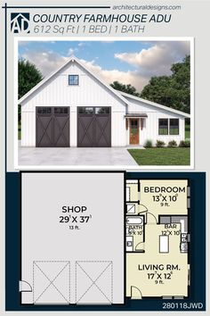 the floor plan for a two story barn house