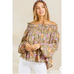 * 100% Rayon. * Hand Wash. * Model Is Wearing Size S Length: 19" Bust: 30" Waist: 18". -Flowy Boutique Items Are Brand New And May Or May Not Come With Tags Attached. Flowy Smocked Casual Tops, Flowy Smocked Top For Spring, Casual Flowy Smocked Top, Casual Flowy Smock Top, Casual Smock Top Flowy Fit, Flowy Smock Blouse, Spring Flowy Smocked Top For Brunch, Long Sleeve Smocked Top For Fall Day Out, Spring Long Sleeve Smocked Blouse