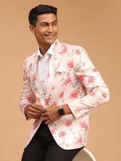 VASTRAMAY Men's Peach Floral Printed Blazer A stylish addition to your wardrobe, this men's peach floral printed blazer from VASTRAMAY is perfect for formal occasions or casual events. It features a unique floral print that adds a touch of elegance to your look. Key Features: Color: Peach Print: Floral Style: Blazer Occasion: Formal/Casual Specifications: Brand: VASTRAMAY Gender: Men Sleeve Length - Long Sleeves Top Shape - Straight Top Hemline - Straight Neck Notch Collar Jacket Pattern Printed Printed Long Sleeve Suits For Formal Occasions, Formal Printed Long Sleeve Suits, Tailored Floral Print Blazer For Formal Occasions, Tailored Floral Print Suits For Formal Occasions, Formal Floral Print Suits For Spring, Formal Long Sleeve Printed Suit, Spring Fitted Printed Suits, Tailored Floral Print Suits For Formal Events, Tailored Floral Print Suit For Formal Occasions