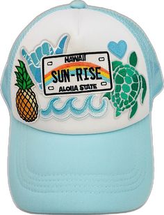 Hawaii License Plate, Sun Rise, Hang Loose, Iron On Patches, Trucker Cap, License Plate, Trucker Hat, Pineapple, Hawaii