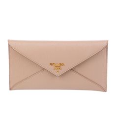 Beige Wallet With Gold Hardware Three Card Slots Inside Envelope Style Can Be Used As Clutch Height: 4” Width: 8” Luxury Beige Envelope Clutch, Formal Envelope Wallet With Removable Pouch, Elegant Pouch Wallets With Original Box, Luxury Beige Pouch Wallet, Formal Pouch Clutch With Original Box, Beige Formal Pouch Wallet, Formal Beige Pouch Wallet, Prada Bags, Crystal Embellishment