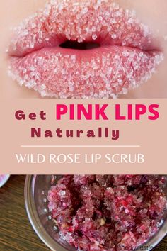 Pink Lip Scrub, Diy Lip Scrub, Lip Care Diy, Rose Diy, Scrub Diy