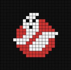 an image of a pixellated red and white object on a black background with squares