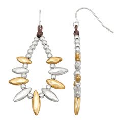 You'll love the bold style of these beaded teardrop earrings from Bella Uno. You'll love the bold style of these beaded teardrop earrings from Bella Uno. Length: 1.86 in.L X 1.06 in. W Backings: wire Metal: zinc Finish: worn Nickel free Packaging: decorative card Recycled mixed Size: One Size. Color: Silver. Gender: female. Age Group: adult. Material: Alt Metal. Beaded Teardrop Earrings, Metal Bead, Bold Style, Spring Street Style, Metal Beads, Bold Fashion, Teardrop Earrings, Gender Female, Two Tone