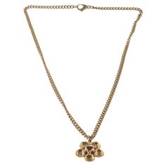 Chanel Gold Flower Necklace with gold tone hardware, flower pendant with CC logo with rhinestones. 770060MSC Collar Chanel, Gold Flower, Cc Logo, Gold Flowers, Flower Pendant, Flower Necklace, Chains Necklace, Gold Tones, Chanel