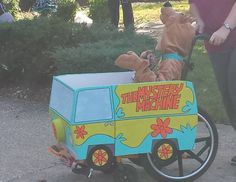 a child's toy truck with a dog in the back is being pulled by a woman