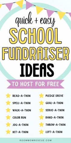 the back to school fundraiser flyer with text that reads, quick and easy school fundraiser ideas to host for free