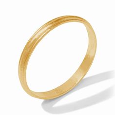 Dimensions: Small 2.4 inch diameter, Medium 2.5 inch diameter, Large 2.75 inch diameter 24K gold plate Julie Vos hallmark Gold Hoop Bangle With Polished Finish, Gold Hoop Bracelet With Polished Finish, Gold Tarnish-resistant Round Bangle, Formal Yellow Gold Hammered Bangle, Gold Bangle With Thick Band For Formal Occasions, Polished Yellow Gold Brass Bangle, Formal Gold Brass Bangle, Yellow Gold Brass Bracelet, 14k Gold Hoop Bangle