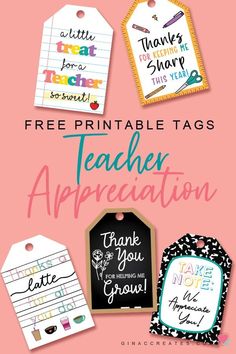 teacher appreciation tags with free printable tags