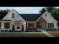 this is a computer rendering of the front elevation of these house plans for small homes