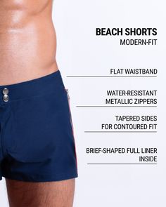 The most versatile pair of men’s beach shorts you’ll ever wear. Beach Shorts are the perfect all-rounder between the beach and everything else before and after. Styled after the fashionably look of a modern-fit walk short, these premium men’s swim trunks are delivered in a body-sculpting and shape-contouring format for a perfect fit. Meet the ultimate men’s boardies to take you from the beach to the party without missing a beat. Made with a stretchy, waterproof, light weight and soft fabric this Blue Short Boxer Briefs For Beach, Blue Short Boxer Briefs For Vacation, Beachy Swim Trunks With Built-in Shorts, Blue Boxer Briefs With Built-in Shorts For Beach Season, Navy Swim Trunks With Built-in Shorts For Vacation, Summer Blue Boxer Briefs For Poolside, Blue Sporty Boxer Briefs For Beach, Navy Swim Trunks With Built-in Shorts For Beach, Navy Swimwear With Built-in Shorts