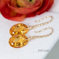 Genuine Citrine Earrings Diamond Earrings Earrings Citrine 14K Earrings Madeira 14K Citrine Small Earrings Natural Citrine 14K SOLID GOLD (43120 - 5) Elegant Oval Citrine Earrings, Oval Citrine Gemstone Earrings, Citrine Earrings, Natural Citrine, Aqua Marine, Golden Color, Earrings Collection, Oval Diamond, Gemstone Earrings