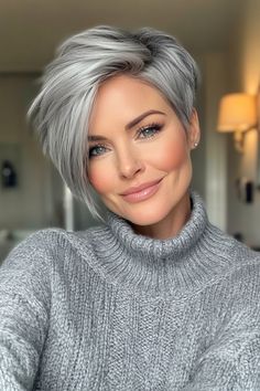 Asymetrical Haircut, Edgy Pixie Hairstyles, Short Pixie Hairstyles, Swept Fringe, Older Women's Hairstyles, New Hair Do, Edgy Pixie, Bob Hairstyles With Bangs, Hairstyles For Women Over 50