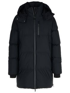 Made of nylon and elastane blend, goose feather padding, drawstring and removable hood, contrast logo, full zip closure, three front pockets, zippers on the sides of the hem, inner pockets, elastic cuffsComposition: 76% nylon, 24% elastane Parka Women, Goose Feather, Moose Knuckles, Coat Stands, Womens Parka, Blue Coats, Pleats Please Issey Miyake, Louis Vuitton Shoulder Bag, Black Nylon