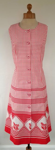 Mod Sleeveless Dresses With Buttons, Mod Style Summer Dress With Buttons, Summer Mod Dress With Buttons, Sleeveless Plaid Dress With Button Closure, Retro Gingham Dress With Buttons, Sleeveless Gingham Dress With Buttons, Oct 11, Mod Dress, Cherry Red