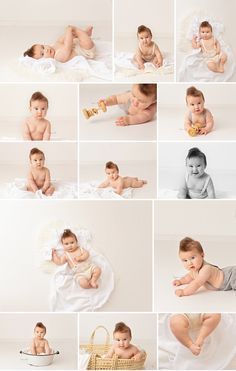 a collage of baby pictures with different expressions