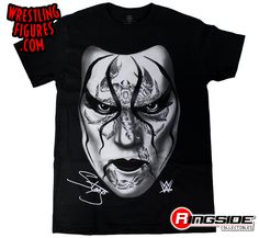 a t - shirt with an image of a wrestler's face on the front