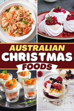 australian christmas foods and desserts are featured in this collage