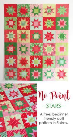 no point stars quilt pattern is shown with the instructions to make it look like they have been