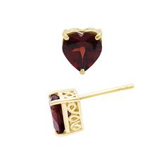 Heart-cut garnets make these Jewelexcess stud earrings a charming choice. Click on this JEWELRY & WATCHES GUIDE to learn about fit, styles, materials and more! Heart-cut garnets make these Jewelexcess stud earrings a charming choice. Click on this JEWELRY & WATCHES GUIDE to learn about fit, styles, materials and more! FEATURES Backings: post Nickel free Metal: sterling silver Plating: 14k gold Finish: polishedSTONE DETAILS Stone type: garnet Total weight: 3 3/8 ct. Shape: heart Setting: prong Ge Heart Shaped Watch, Garnet Heart, Heart Stud Earrings, Garnet Earrings, Heart Studs, Heart Earrings Studs, Jewelry Earrings Studs, Gold Finish, Garnet