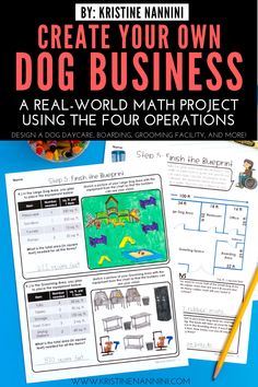 a poster with the words create your own dog business on it, and an image of a