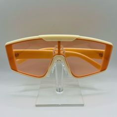 Oversized Retro Sunglasses. Brand New. Modern Orange Shield Sunglasses With Uv Protection, Modern Orange Shield Sunglasses With Anti-reflective Coating, Modern Orange Anti-reflective Shield Sunglasses, Modern Orange Tinted Shield Sunglasses, Modern Orange Polarized Sunglasses, Casual Orange Sunglasses With Uva Protection, Trendy Orange Sunglasses For Spring, Trendy White Shield Sunglasses For Outdoors, Trendy White Shield Sunglasses For Outdoor