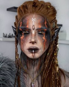 Warrior Makeup, Viking Halloween Costume, Viking Makeup, Vikings Halloween, Elf Cosplay, Witch Makeup, Graphic Makeup, Halloween Makeup Inspiration, Scary Makeup