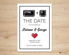 save the date card with a heart and battery