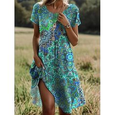 Season:Summer; Fabric:Polyester; Sleeve Length:Short Sleeve; Gender:Women's; Style:Stylish,Casual; Occasion:Daily; Fit Type:Loose Fit; Dresses Type:A Line Dress; Pattern:Ditsy Floral; Design:Print; Neckline:Crew Neck; Brand:Shall We; Front page:FF; Listing Date:07/04/2024; Bust:null; Length:null; Sleeve:null; Fit US Size:null; Fit UK Size:null; Fit EU Size:null; Dress Length Type:Mini Dress; Print Type:Print White Dress Shirt Women, Favorite Necklace, Matching Shoes, Boho Chic Dress, Event Dress, Elegante Casual, Midi Dress Casual, Midi Short Sleeve Dress, Linnet