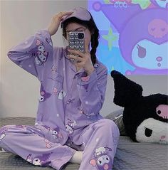 Kawaii Pajamas, Cozy Pajamas, Night Suit, Cute Pajamas, Casual Cardigans, Girls Pajamas, Kawaii Clothes, Girl Cartoon