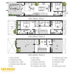 three story house plan with floor plans