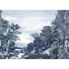 an image of a painting with trees in the background