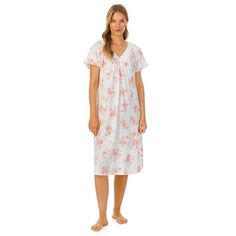 You'll love drifting off to sleep in this cozy Women's Carole Hochman Cotton Flutter Sleeve Nightgown. Click on this INTIMATES & SLEEPWEAR GUIDE to find the perfect fit and more! You'll love drifting off to sleep in this cozy Women's Carole Hochman Cotton Flutter Sleeve Nightgown. Click on this INTIMATES & SLEEPWEAR GUIDE to find the perfect fit and more! FEATURES Soft jersey knit construction 3 faux button placket No closure - pullover styling Short sleeves Unlined V-neckFIT & SIZING Relaxed fi Comfortable Nightgown For Spring Lounging, Comfortable Spring Nightgown For Lounging, Comfortable Nightgown For Lounging In Spring, Comfortable Spring Nightgown For Sleep, White Cotton Nightgown For Lounging, Summer Nightgown With Relaxed Fit For Overnight, Summer Nightgown With Relaxed Fit, Relaxed Fit Nightgown For Summer Nights, White Feminine Sleepwear With Relaxed Fit