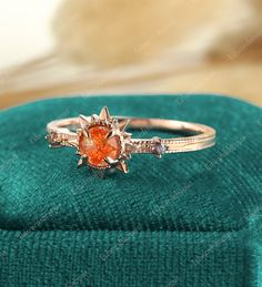 Unique Sunstone Engagement Ring Vintage Sun Ring Rose Gold - Etsy Sun Shaped Engagement Ring, Orange Wedding Rings, Copper Engagement Ring, Sun Ring Gold, Earthy Engagement Ring, Sun Themed Wedding, 70s Engagement Ring, Sun Wedding Ring, Carnelian Engagement Ring