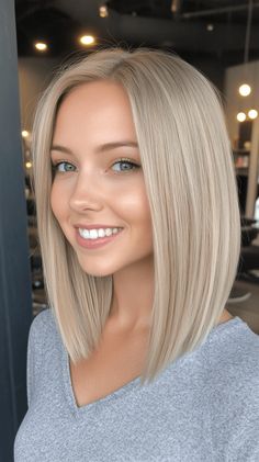 20 Best Hair Color Ideas for November 2024 Fall Hair For Platinum Blondes, Trending Shoulder Length Haircuts, Blonde Shoulder Length Hair Straight, Blonde Hair Lob, Soft Summer Hair, Blonde Shoulder Length Hair, Shoulder Length Blonde Hair, Mid Length Blonde Hair, Shoulder Length Hair Blonde