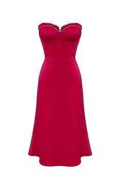 Feel seductive, confident and mesmerizing in this bustier midi dress in fuchsia. A plunging neckline and pleats at the cups, a fitted cut will add a touch of femininity and playfulness to the look. The inner construction of the bodice has underwire and cups. Open shoulders will emphasize your delicate shoulders. Lined. Bustier Midi Dress, Color Fuchsia, Fuchsia Color, Plunging Neckline, Dress Materials, Shapewear, Open Shoulder, Bodice, Sequin