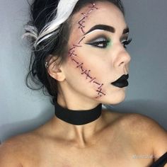 Frankenstein Halloween Makeup, Hallowen Schminke, Halloween Make-up Looks, Halloweenský Makeup, Creepy Halloween Makeup, Cute Halloween Makeup, Halloween Makeup Scary, Halloween Eyes