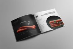 an open brochure with sausages on it