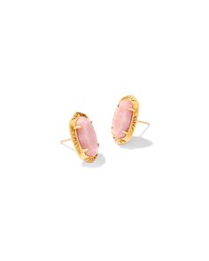 The dainty details of the Ellie Vintage Gold Etch Frame Stud Earrings in Blush Pink Quartzite make them an ear stack standout. Our signature stone studs get a taste of the West in this darling iteration, complete with an etched metal frame inspired by the tooled designs found on leather saddles. These earrings are a part of Yellow Rose by Kendra Scott—a brand that celebrates ranch life with Kendra Scott staples alongside select curated jewelry pieces and accessories. Metal Vintage 23k Yellow Gol Pink Quartzite, Short Pendant Necklace, Metal Etching, Ear Stack, Gold Cocktail Ring, Ranch Life, Gold Statement Necklace, Gold Cocktail, Stone Studs