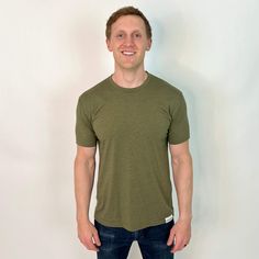 Military Green Soft and Breathable Men's Everyday Crew Neck T-Shirt Eco-friendly Green Cotton T-shirt, Basic Green Everyday T-shirt, Basic Moisture-wicking T-shirt For Everyday, Casual Green Moisture-wicking T-shirt, Relaxed Fit Moisture-wicking T-shirt For Everyday, Everyday Moisture-wicking Relaxed Fit T-shirt, Green Crew Neck T-shirt With Moisture-wicking, Eco-friendly Green Crew Neck T-shirt, Green Eco-friendly Crew Neck T-shirt